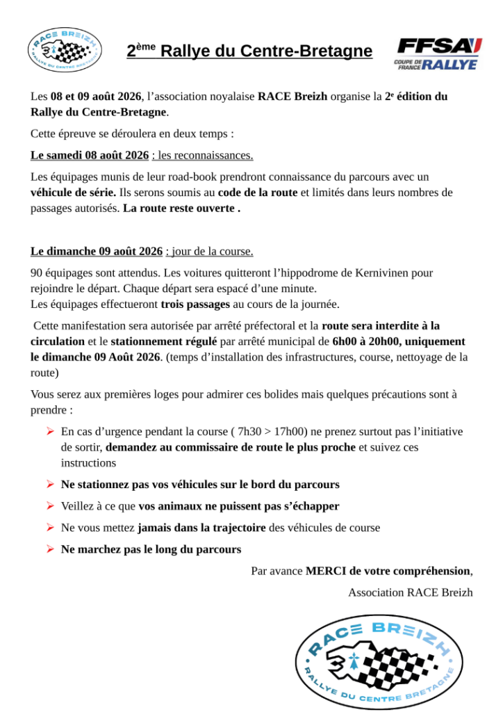 Informations riverains 2026